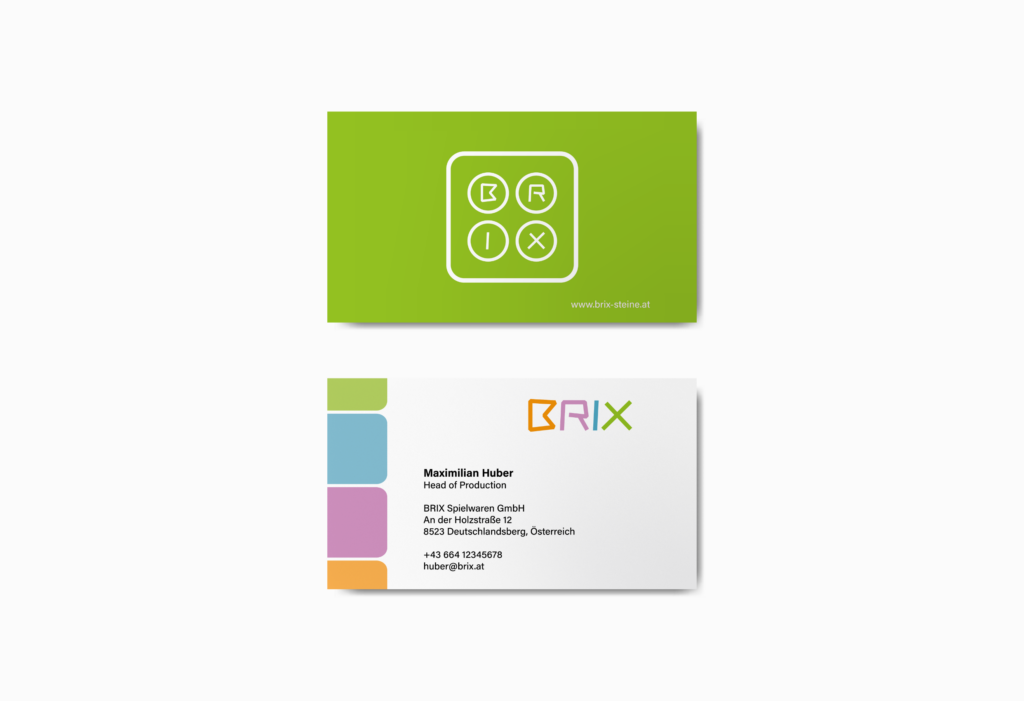 Visitenkarte von Brix Vorder- und Rückseite