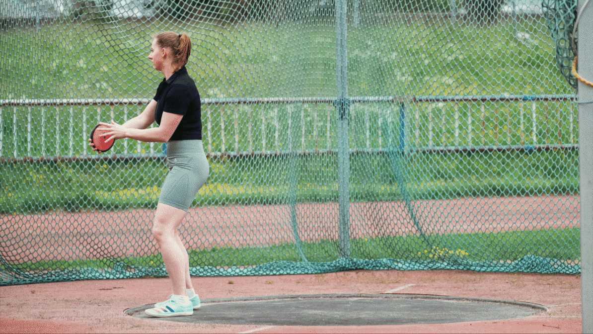 Serienfoto eines Diskuswurfs animiert