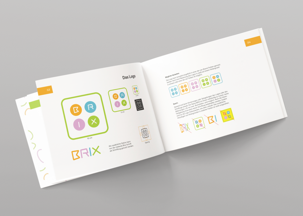 Brandbook Mockup, Seite mit Logos